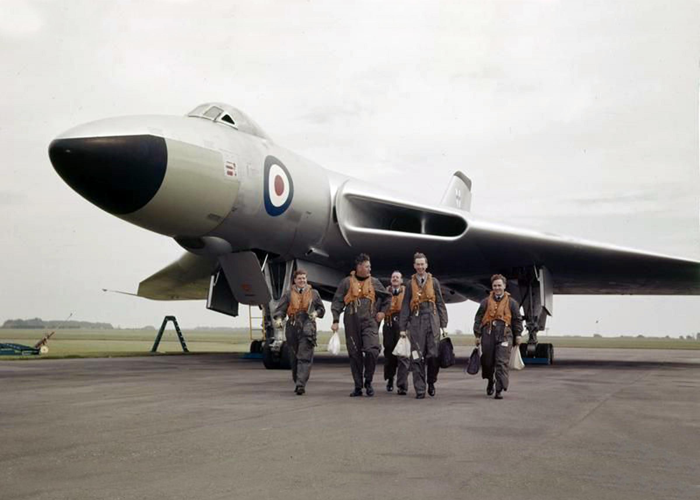 A Vulcan and its crew at Middleton St George. Picture courtesy of Geoff Hill