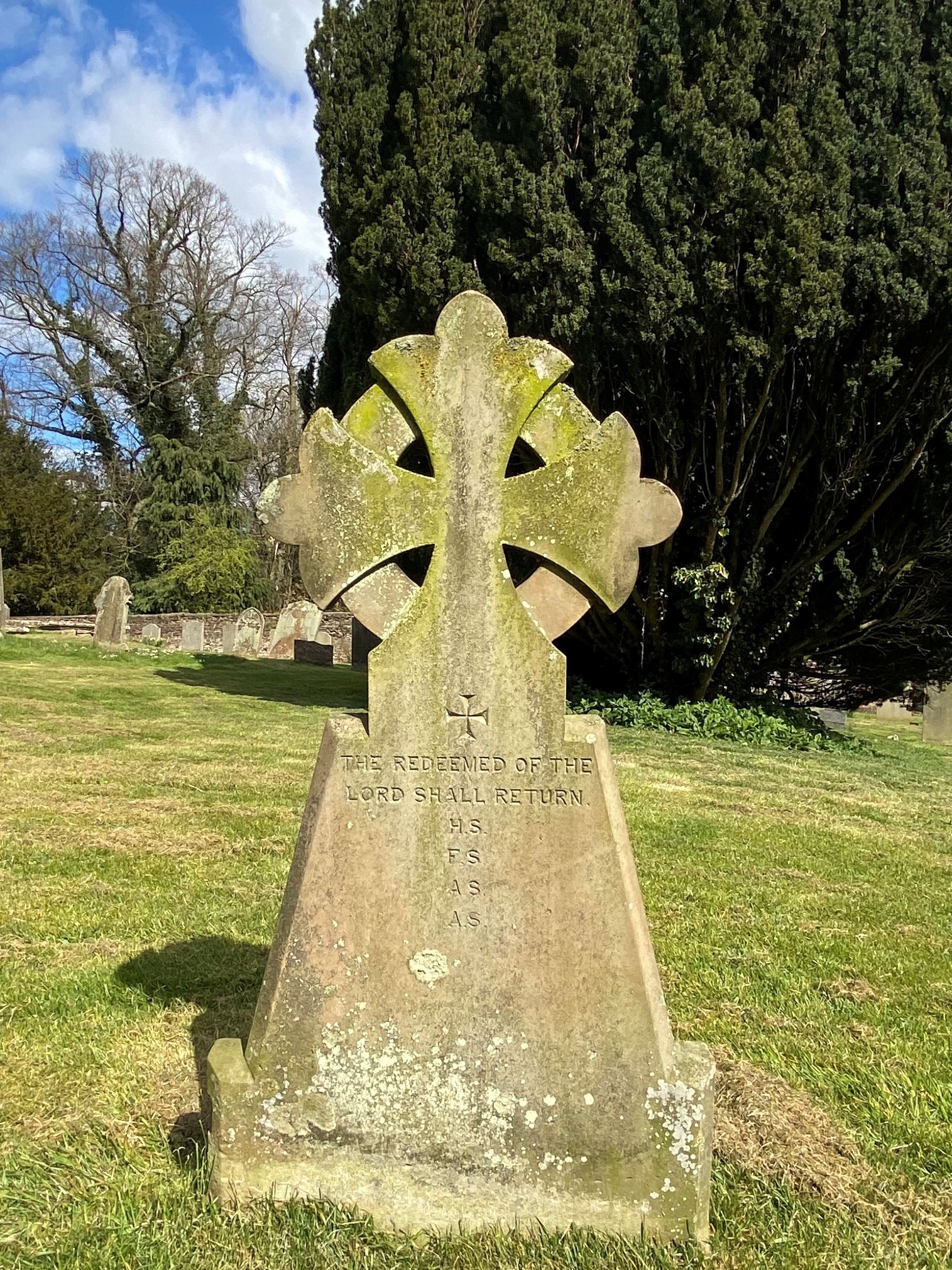 A grave marker in the church yard in Crayke with just initials and little other information