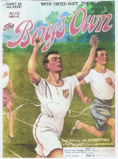 Willie Applegarth on the cover of Boys Own in 1914 when the magazine hailed his as Britains most famous athlete