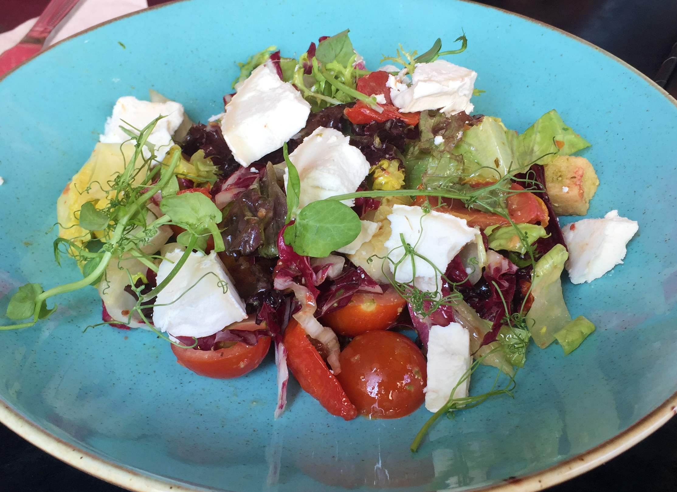 Goats cheese salad was a delightful, light dish for a hot summers day