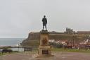 A statue of Captain James Cook stands proudly overlooking Whitby town