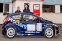Joe Cunningham, right, and co-driver Josh Beer pictured with the Procter’s Coaches-sponsored Ford Fiesta R5 in which they will contest a number of prestigious events this year Picture: Andy Ellis Photography