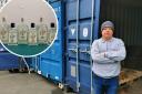 Tony Brotherton outside the containers raided by the thieves Picture: CONTRIBUTOR