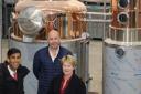 Karl and Cathy with Rishi Sunak at their distillery