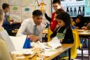 Rishi Sunak with pupils at Mill Hill Primary School, Northallerton