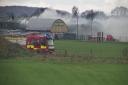 Firefighters at the former airfield in Sandhutton near Thirsk