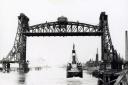 The main span of Newport Bridge until 1990 elevated above the Tees to allow ships to pass underneath (Teesside Archives)