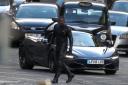 Actor Idris Elba during filming in Glasgow city centre for a new Fast and Furious franchise movie. PRESS ASSOCIATION Photo