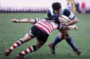 RUGBY:  Mowden's Ralph Appleby is tackled by Thomas Woolstecroft. Picture: STUART BOULTON..