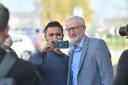 Labour leader Jeremy Corbyn poses for a selfie in Dolphin Street, Newport, South Wales, as he campaigns with prospective parliamentary candidate Ruth Jones who is standing in the Newport West by-election. Picture: Ben Birchall/PA Wire