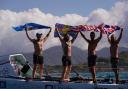 LAT35 celebrate their World Record rowing achievement in Hawaii Picture: GPOWERS