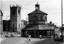 An undated but classic view of the Butter Market and St Mary's Church in Barnard Castle