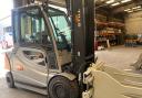 One of the electric forklifts at J&B