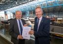 Cllr Carl Les, leader of North Yorkshire Council, and Richard Flinton, Chief Executive of North Yorkshire Council hold the draft devolution deal in August 2022