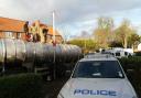 A protestor sitting on top of the tanker caused it to block Main Street in Kirby Misperton for several hours