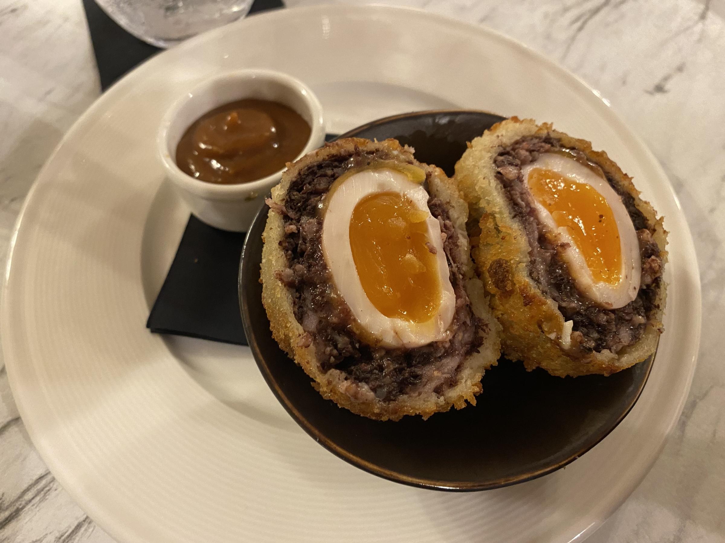 The Scotch egg at Tom and Nellies, with black pudding in place of the traditional sausage meat