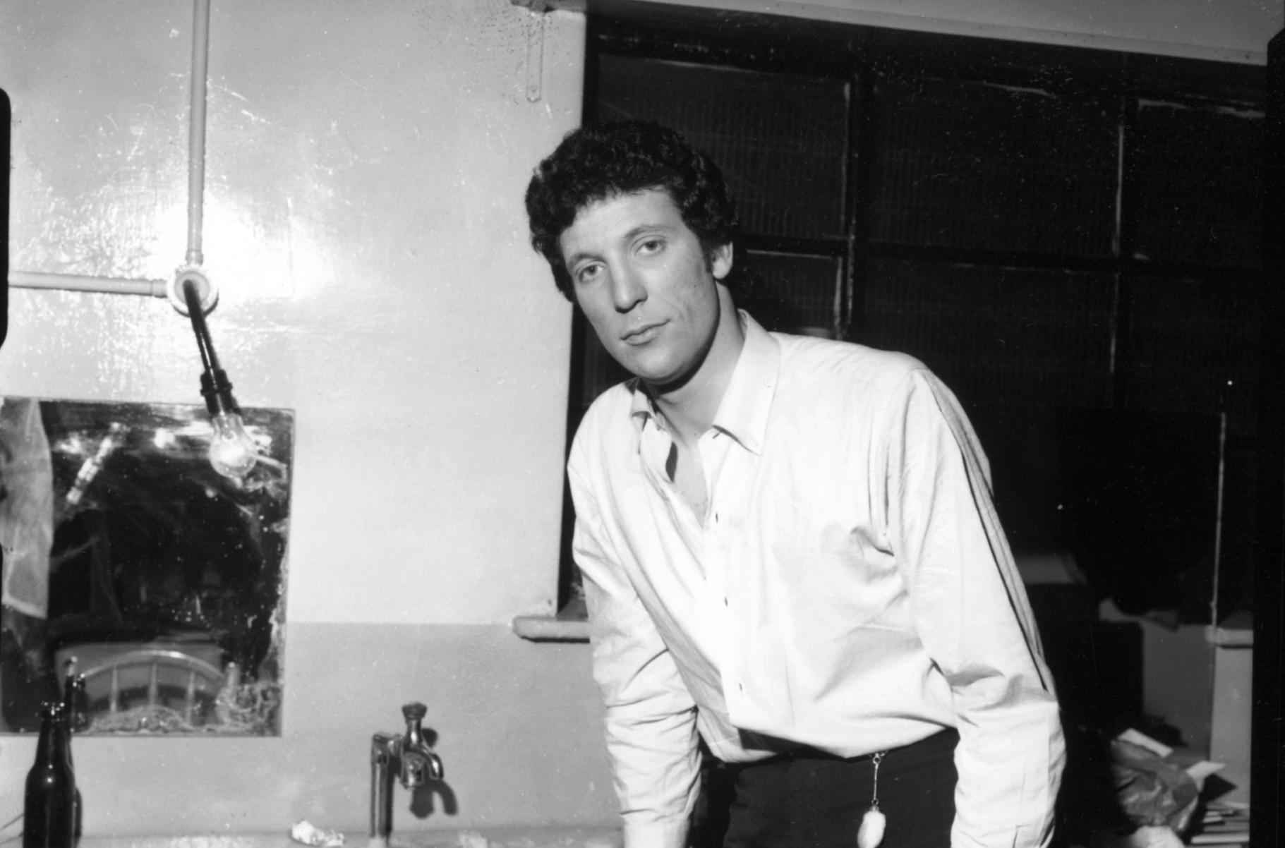 Tom Jones back stage at the Globe on February 13, 1965, as he was about to make his big time debut on February 13, 1965. PJ Proby had been sacked from a tour headlined by Cilla Black for disgracefully, and deliberately, sliding across the stage so that
