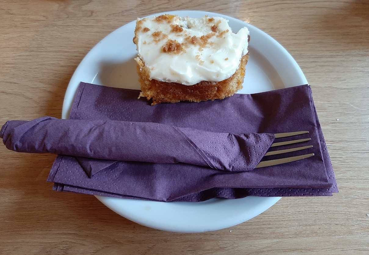 A slab of carrot cake from Lordstone cafe