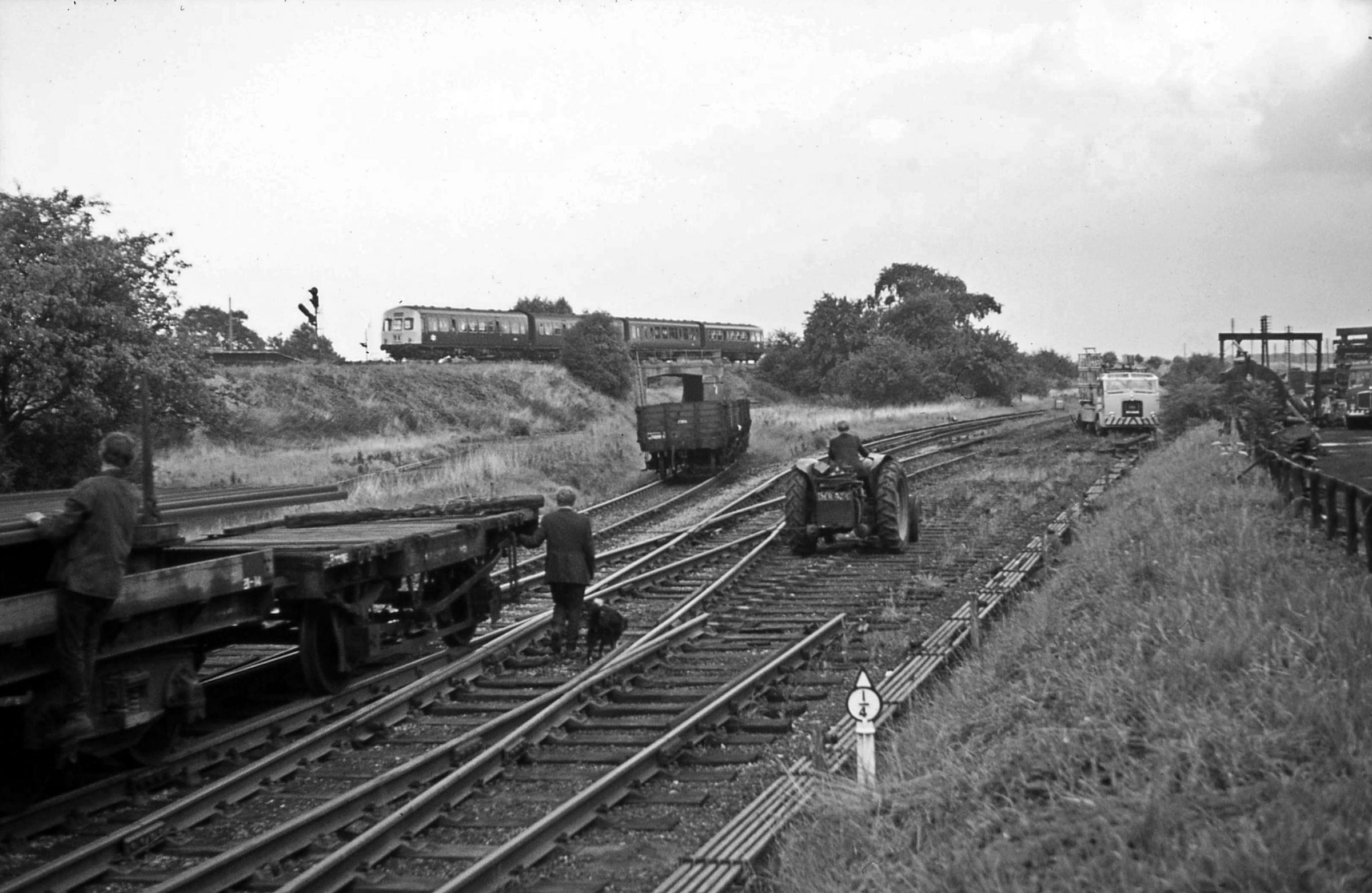 The removal of the track on the line from Harrogate, with Longlands tunnel in the background. Picture courtesy of the JW Armstrong Trust