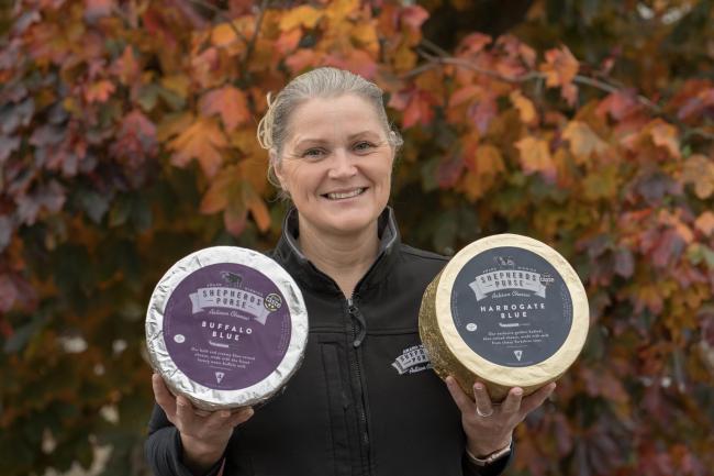 Katie Matten with the cheeses that won Super Gold