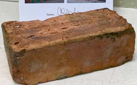 The brick which was salvaged when the iconic Darlington landmark was demolished in 2013