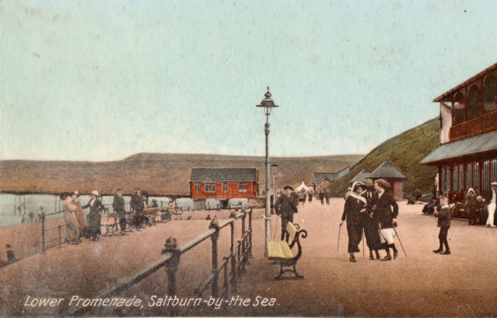 An Edwardian postcard showing the prom near Saltburn pier