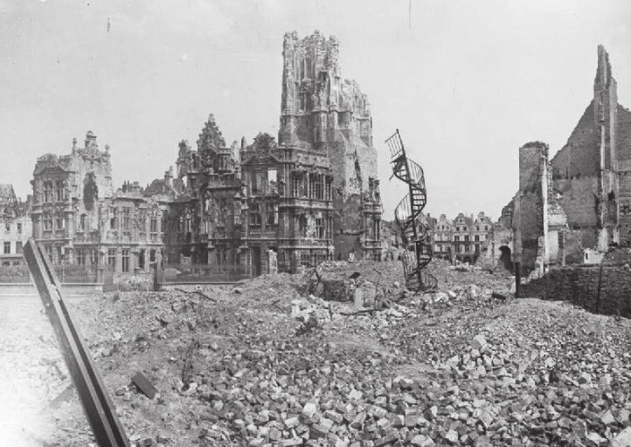 Arras at the end of the First World War: an unnamed D&S Times was stationed in the cellars beneath the ruined cathedral 