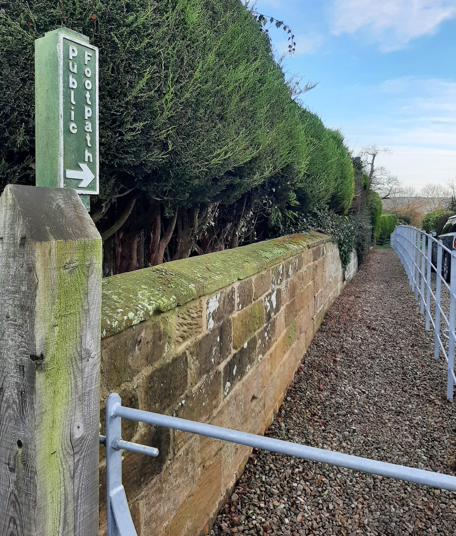 A fence has been erected on the ancient Old Lane at East Harlsey 