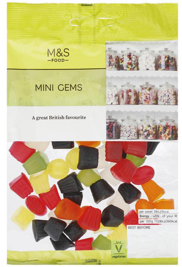Darlington and Stockton Times: Undated handout photo issued by Marks and Spencer of a packet of Mini Gems. Marks and Spencer has changed the name of its popular Midget Gems sweet to avoid offending people with dwarfism rebranding its version of the confectionery as Mini Gems following a campaign by a disability academic. 