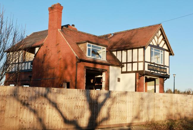 The former Sutton Arms in Elton near Stockton where a retrospective planning application has been submitted for partial demolition of the building