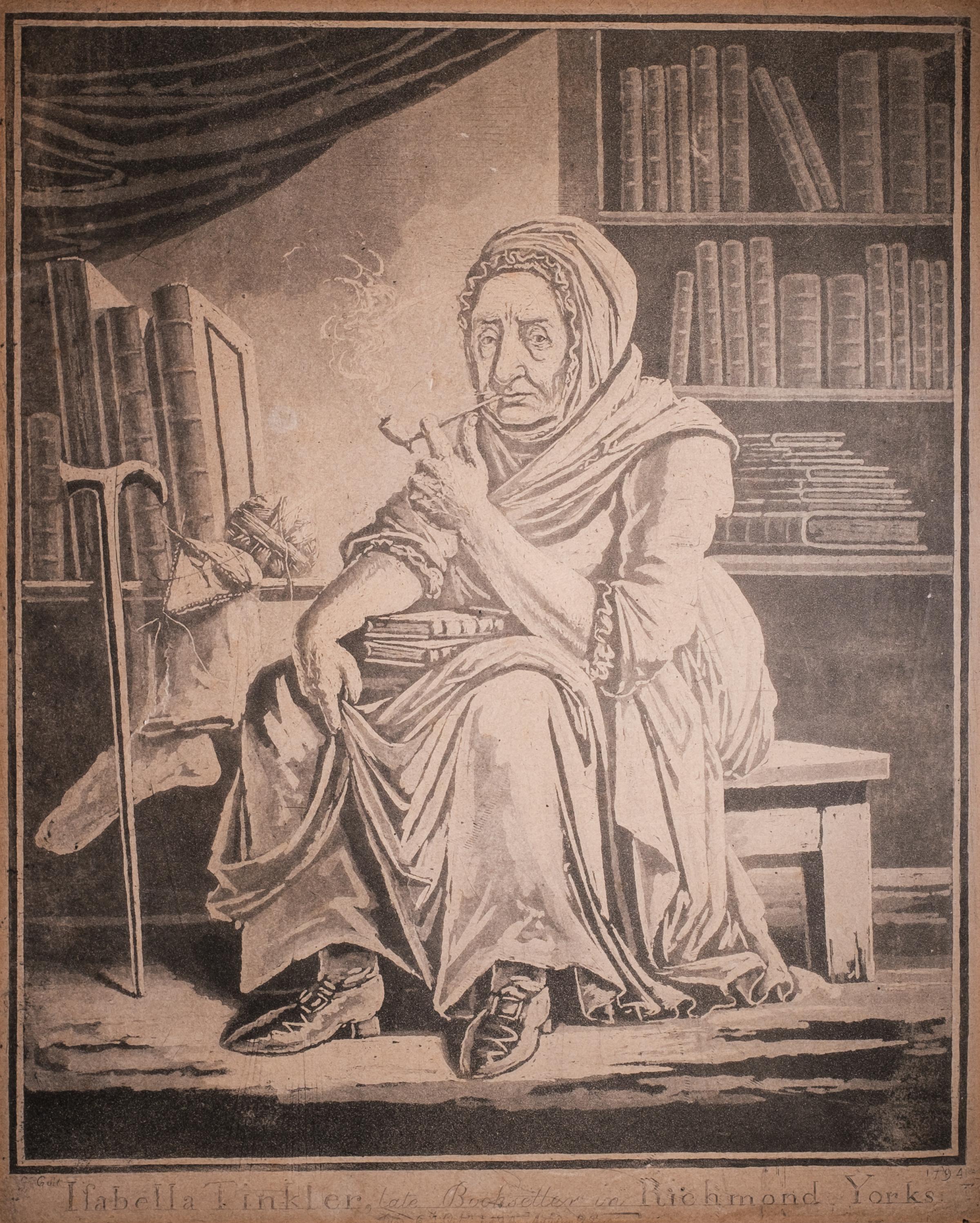 Isabella Tinkler, the Richmond bookseller, as drawn by James Cuit, the Richard artist