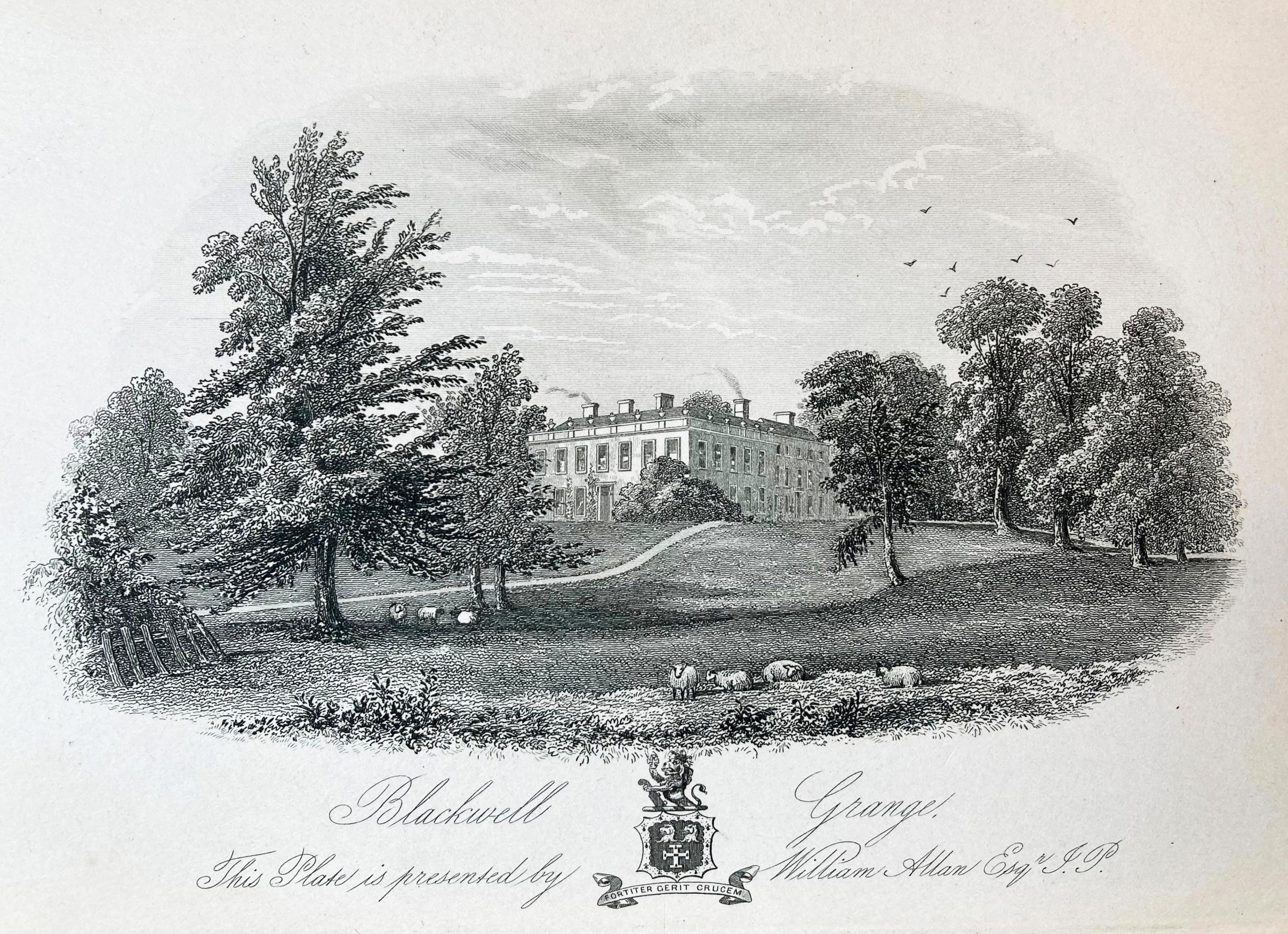 Blackwell Grange in the 1850s surrounded by trees