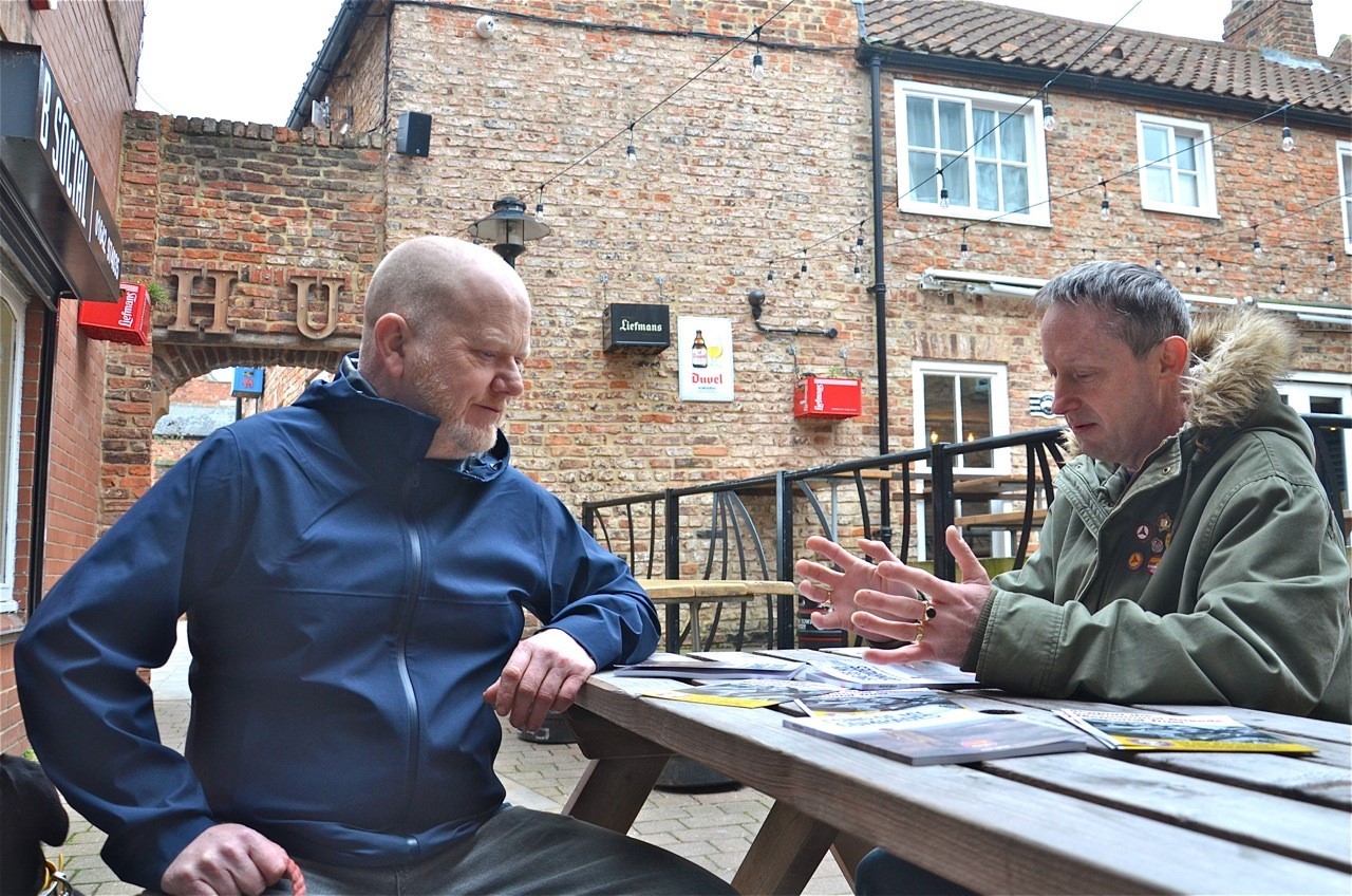 Tony Fox and John Christie outside The Golden Smog pub