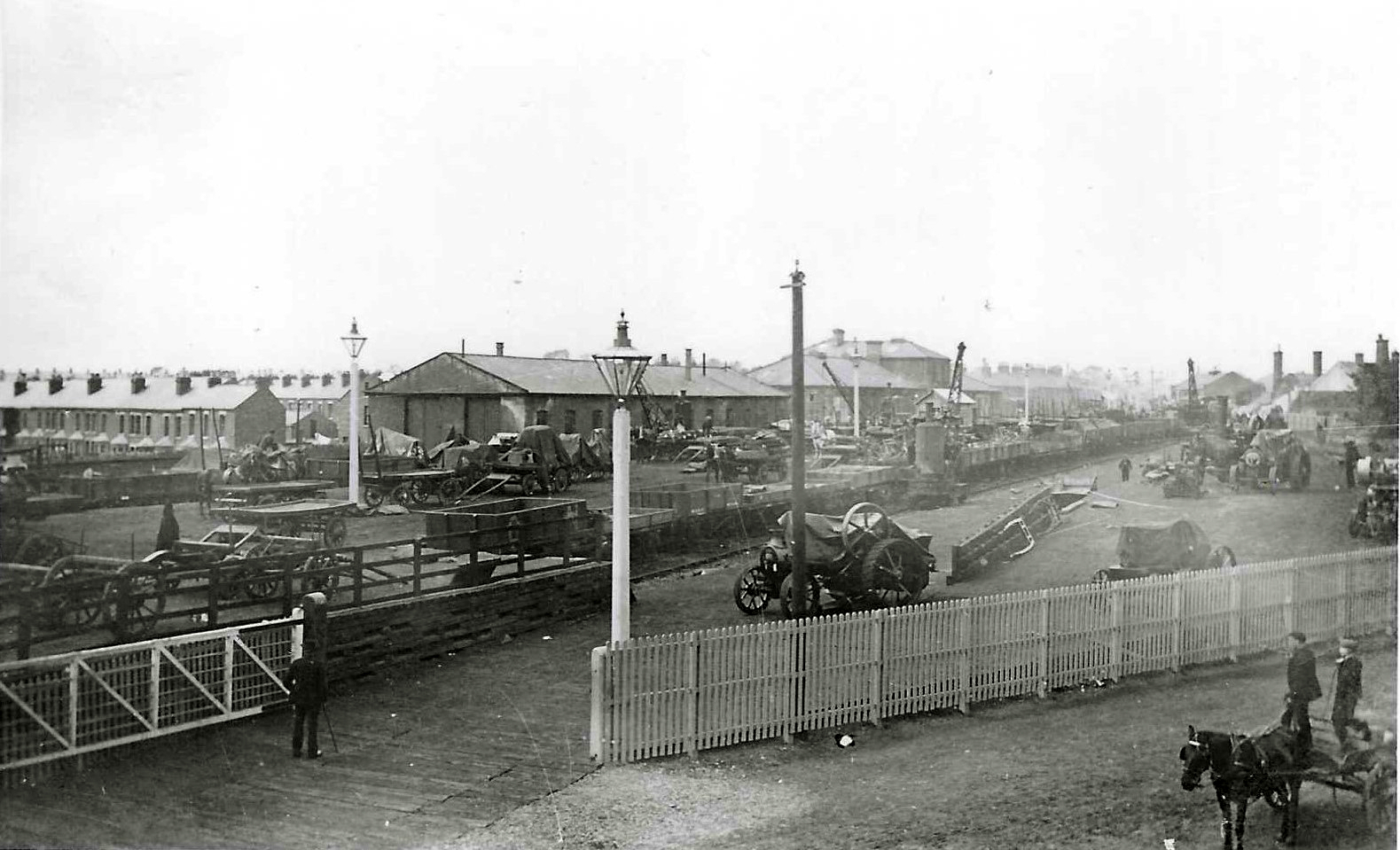 The sidings between the North Road station on the right and the Hopetown carriageworks - where the Tornado steam engine was built recently by the A1 Trust - in the centre had earth and timber platforms built specially to handle goods coming to the 1895