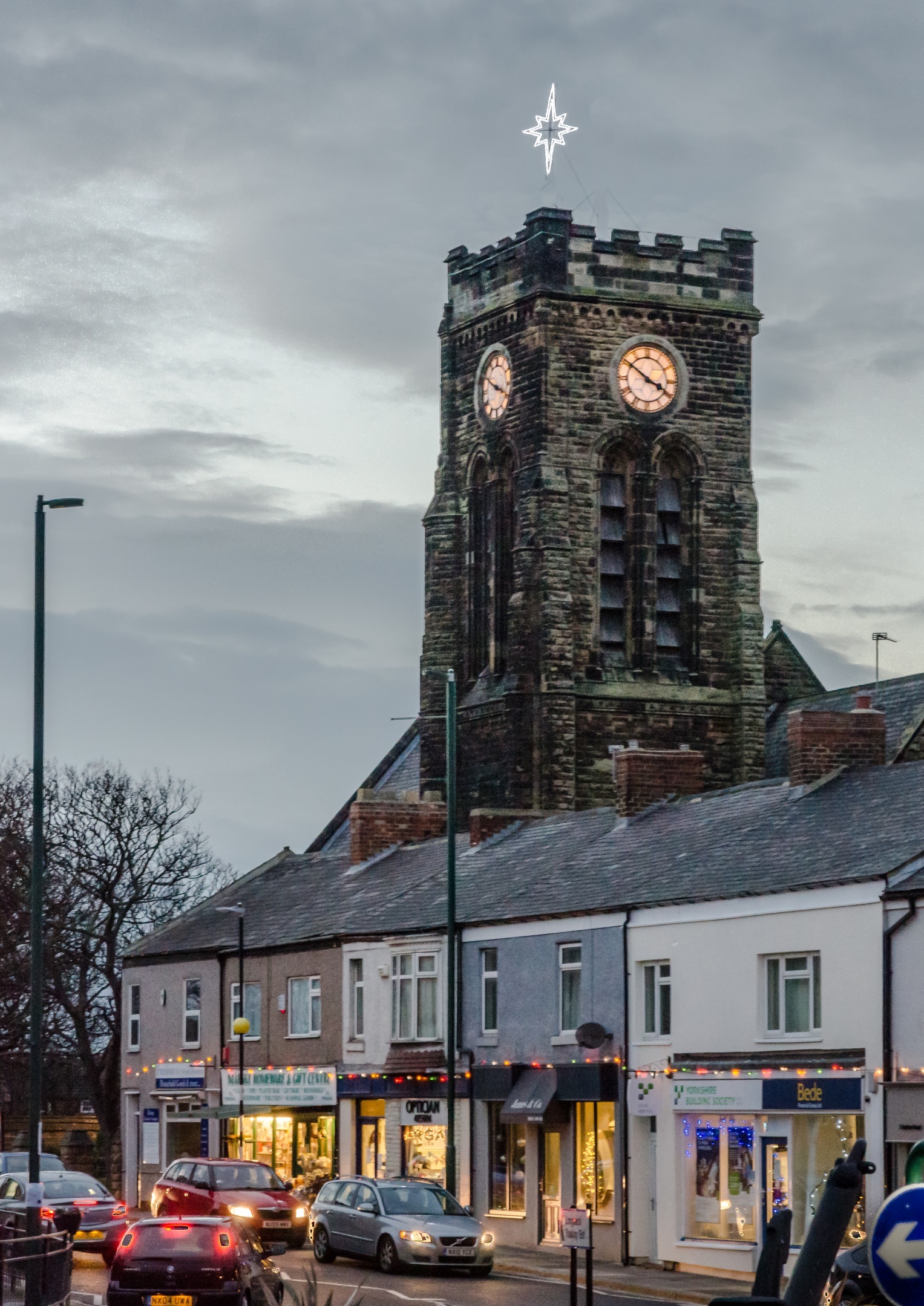 The illuminated star on the tower of St Marks Church, photographed by Peter Downham, of Marske-by-the-Sea. The tower caught fire during an Easter Day service 120 years ago