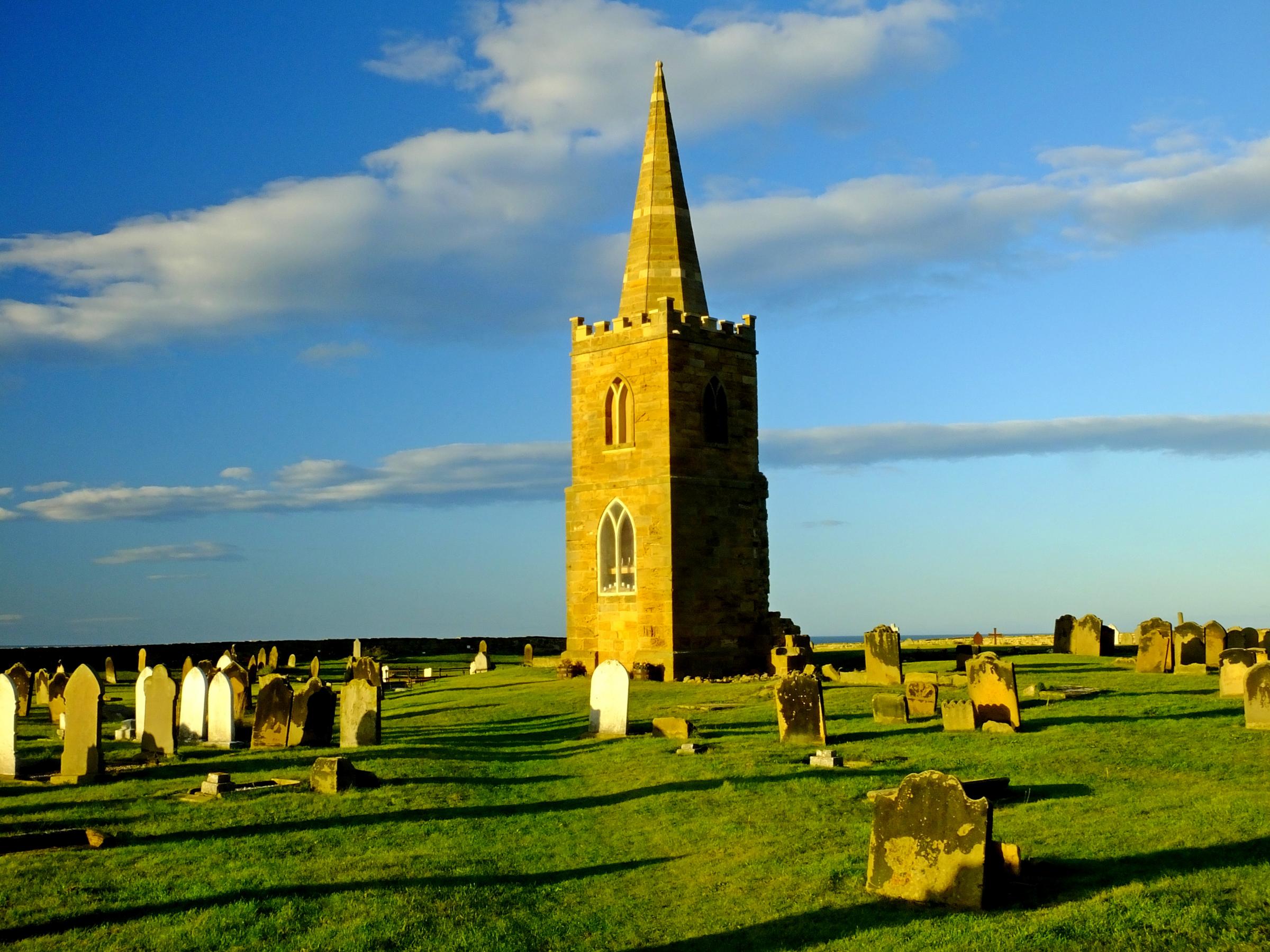 The sunlit 12th Century tower of St Germains Church, Marske, pictured by Tim Dunn, of Stokesley.