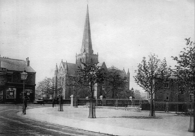 Darlington and Stockton Times: Looking at Stone Bridge and St Cuthbert's Church with just a hint of the properties on the left which used to stand in Clay Row before it was obliterated for the inner ring road