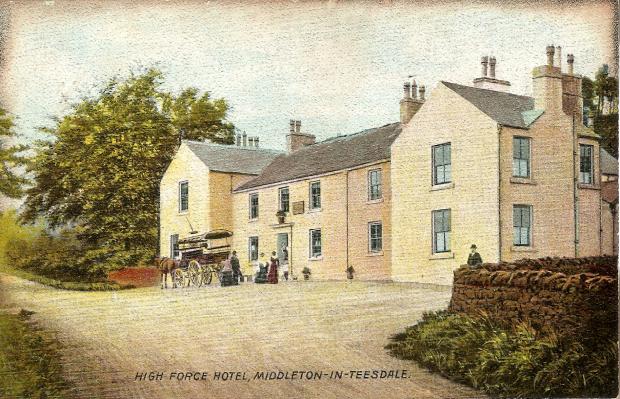 Darlington and Stockton Times: High Force Hotel on a 120-year-old postcard, as it would have looked when Dr Manson and the field club visited