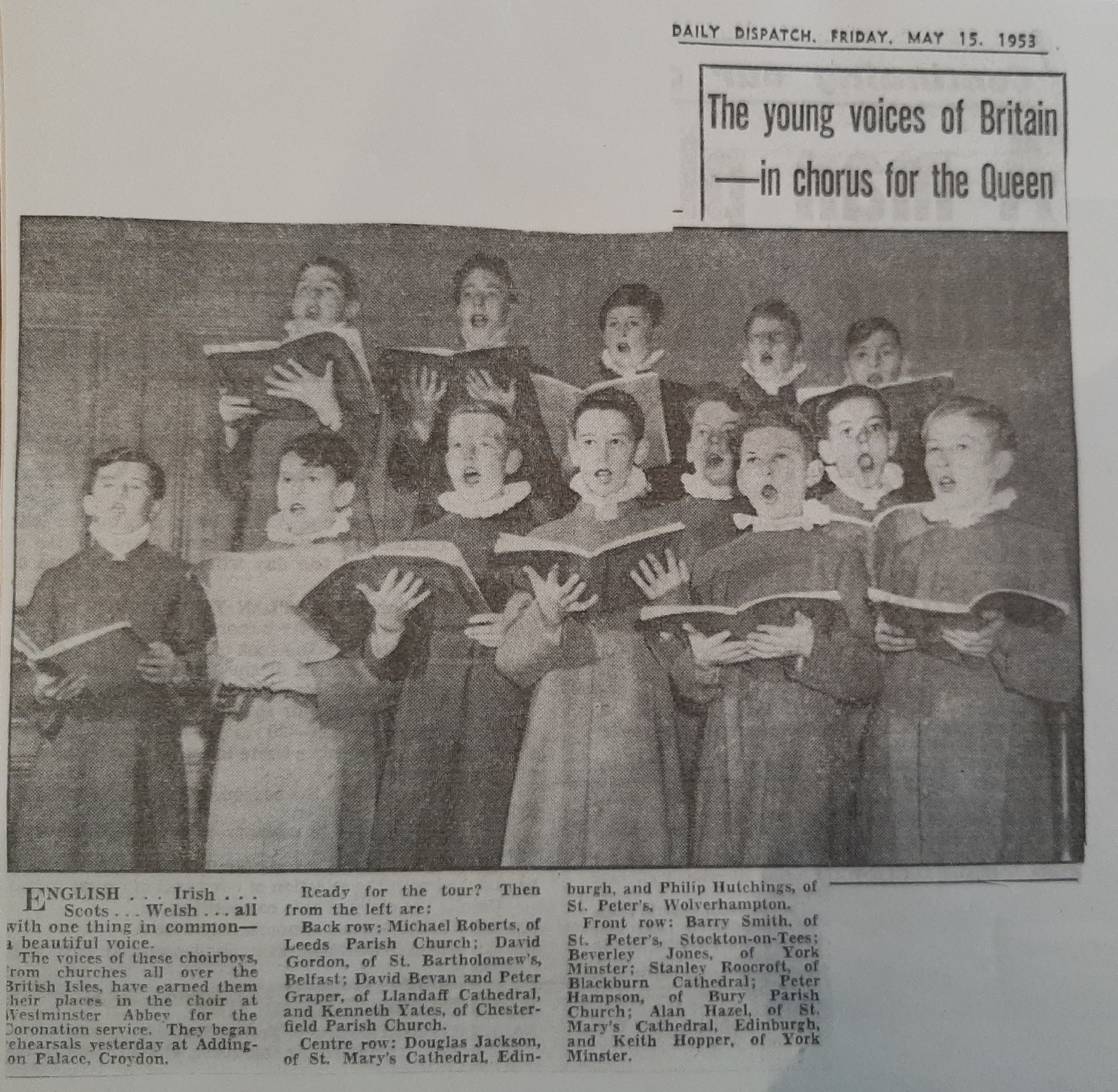 A press write-up focusing on the coronation choir