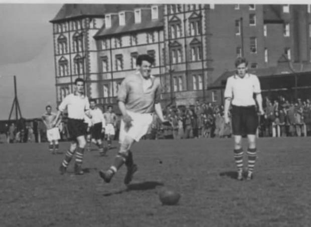 Darlington and Stockton Times: John Kelly playing for Whitby Town FC in 1954