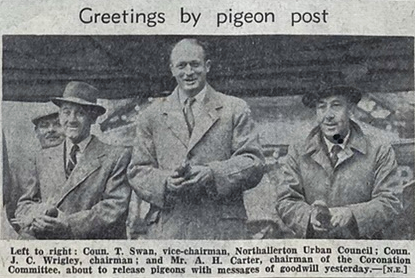Pigeons being released to celebrate the coronation in 1953 from Northallerton