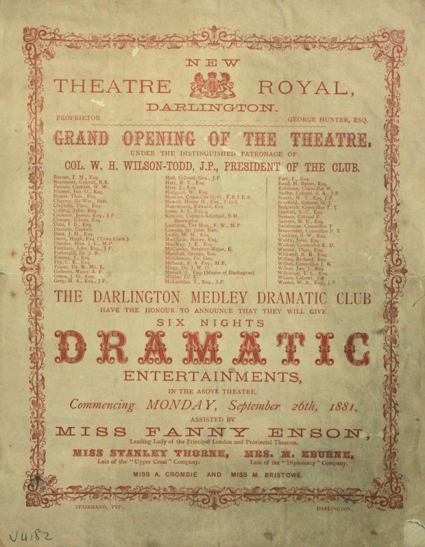 Darlington and Stockton Times: The opening night of the Theatre Royal in Northgate in 1881. Pictures courtesy of the Darlington Centre for Local Studies