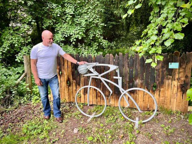 Darlington and Stockton Times: Graham Anderton with his sculpture Cyclist