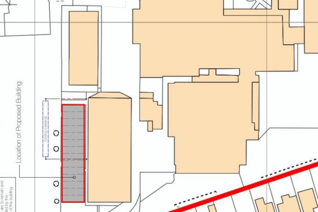 The planned location of the new building