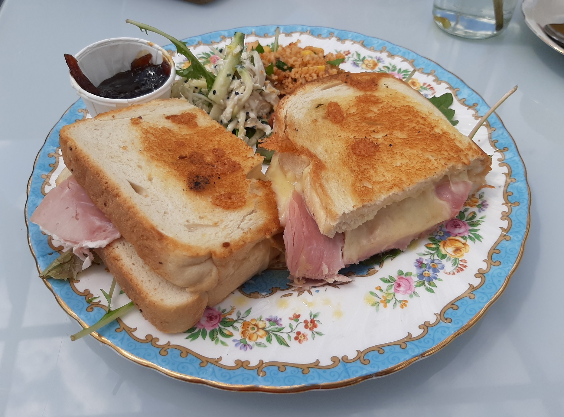 The Yorkshire ham and mature cheddar hot sandwich plate - a proper doorstep of bread