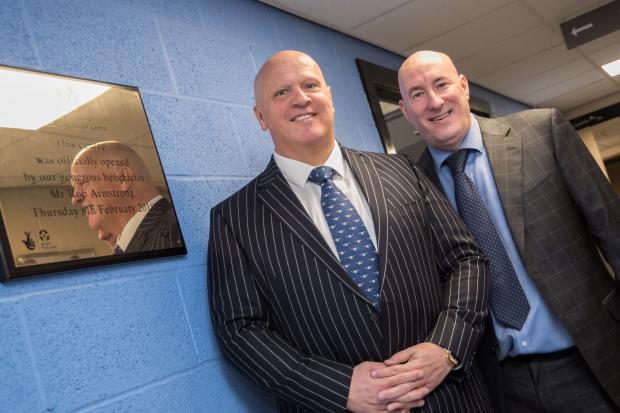 Hadrian School headteacher Chris Rolling (right) with Newcastle businessman Rob Armstrong (left). Picture: PR