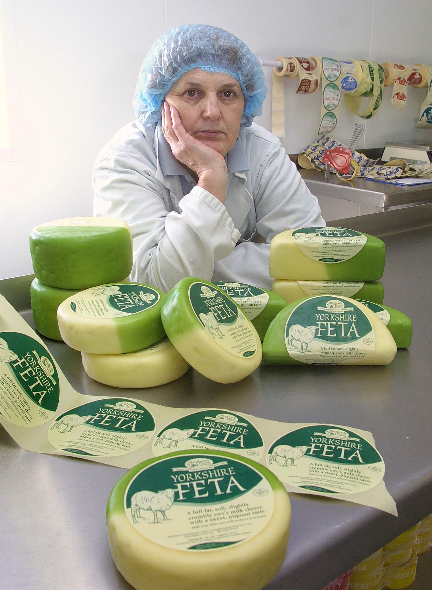 Judy Bell with some of her then-named Yorkshire Feta cheese in 2005