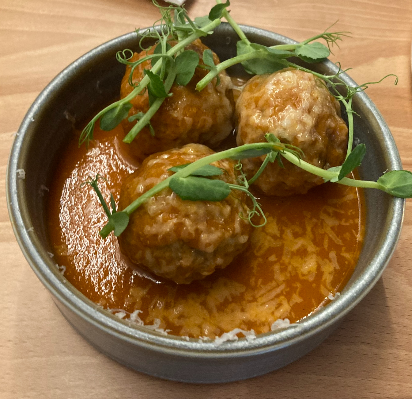 Albondigas, which translates from Spanish as meatballs