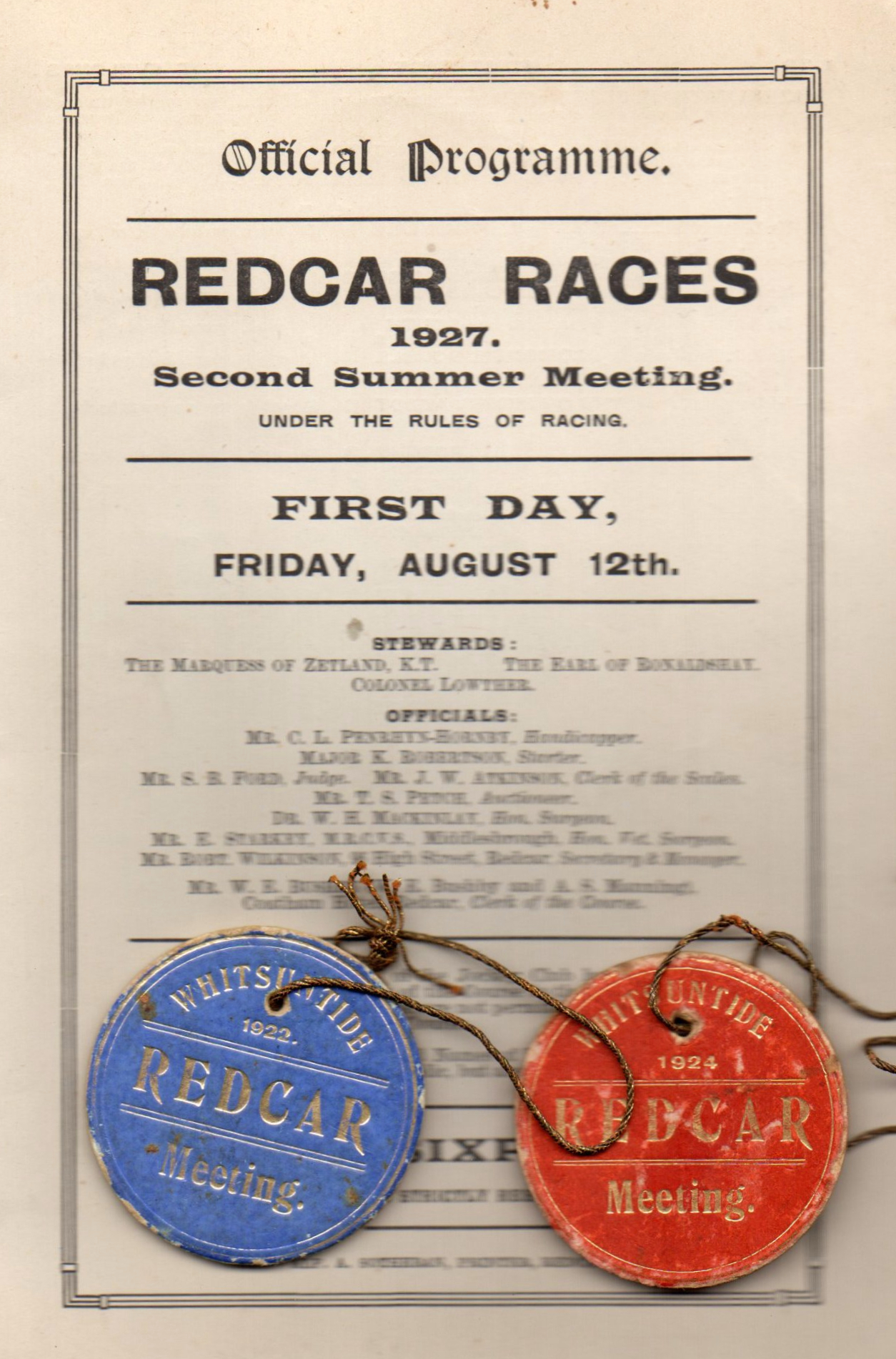 A programme from 1927, courtesy of Stephen Dixon of Redcar, who has supplied many of our old pictures