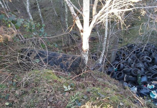 Darlington and Stockton Times: A before image of the tyres and other rubbish at Hamsterley. Picture: DCC WARDENS